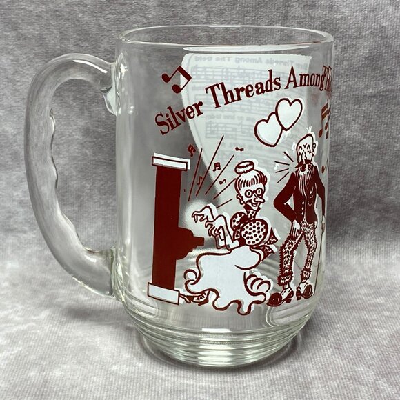 Hazel Atlas Big Top PB Glass "Silver Threads Among The Gold" Song Lyrics Mug - Picture 1 of 8